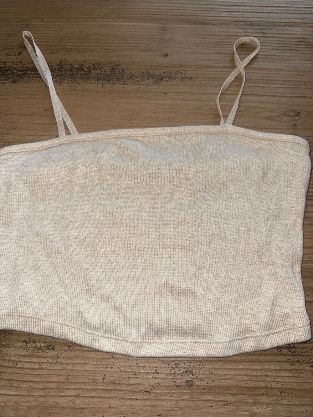 Zara Cream Knit Spaghetti-Strap Camisole Top